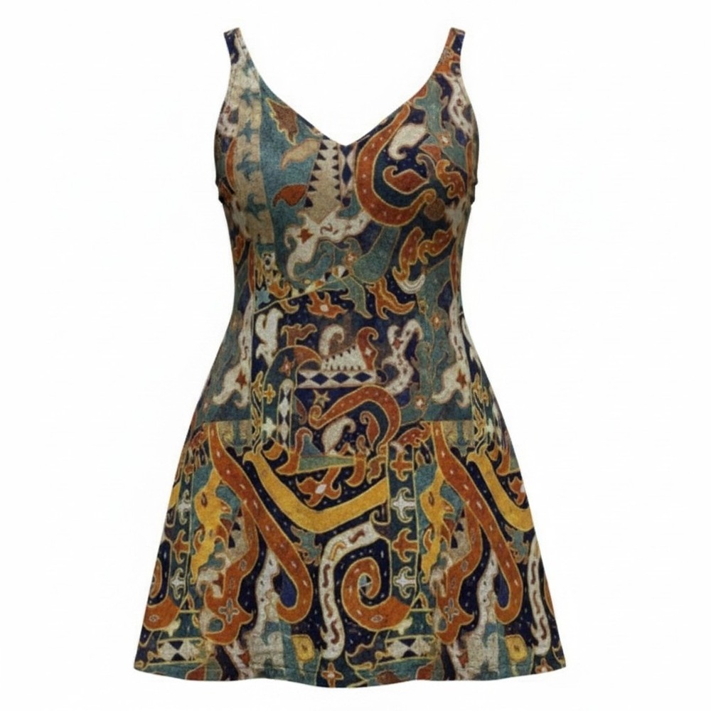 Peruvian Connection Mini Dress Womens S Small Abstract Scroll Sleeveless